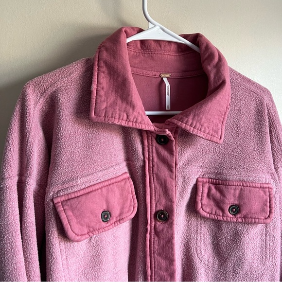 Free People Pink Ruby Oversized Shacket Elbow Pad Boho - Picture 4 of 7